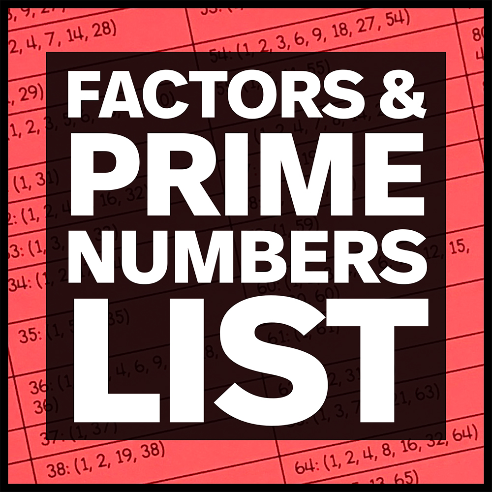 My Math Resources - Factors and Prime Numbers Reference Sheet