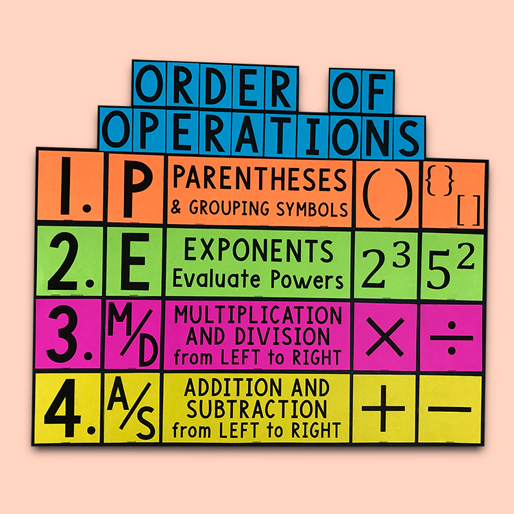 My Math Resources - PEMDAS Order of Operations Bulletin Board Poster or ...